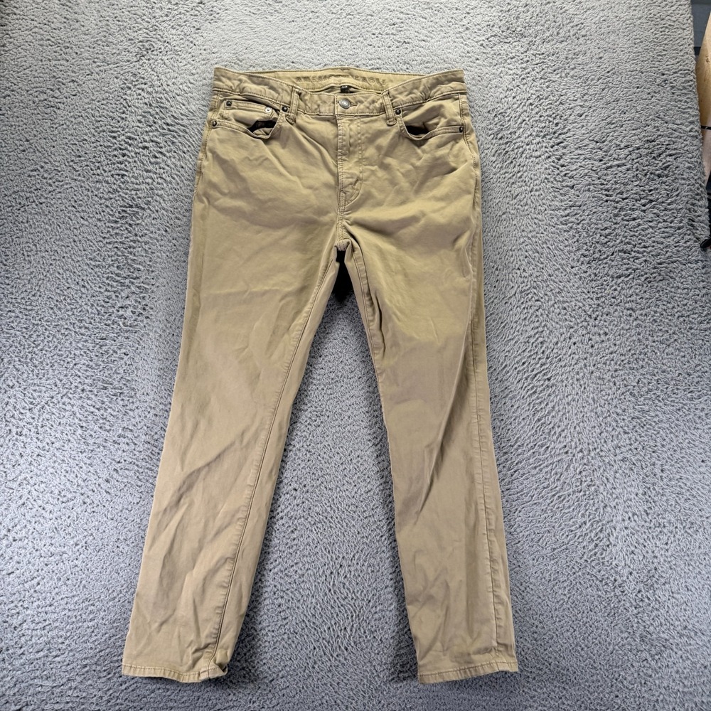 American Eagle Outfitters Flex Jeans Men 34x28 Beige Denim Straight Slim Stretch